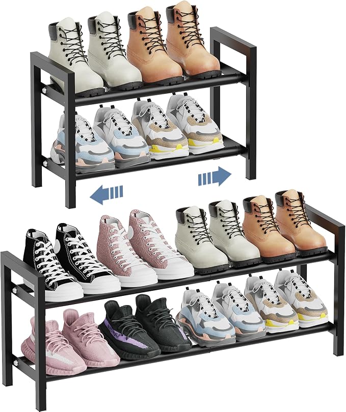 Mavivegue Expandable Shoe Rack, 2-Tier Adjustable Shoe Organizer, Shoe Shelf for Closet, Entryway, Front Door by Mavivegue