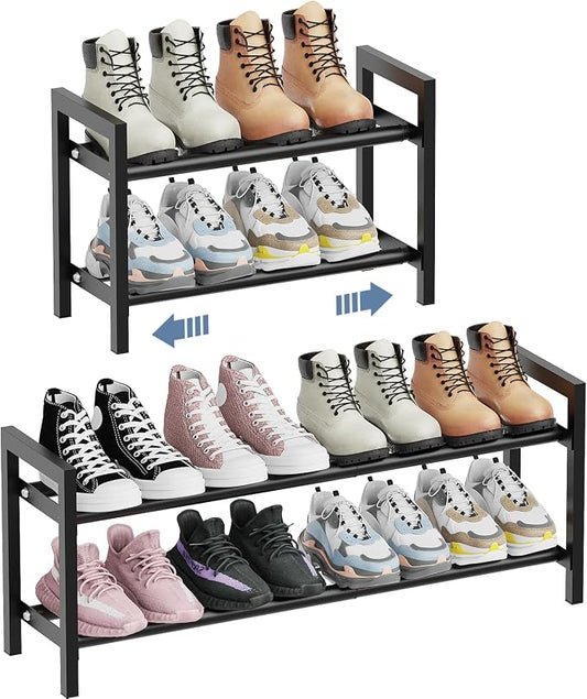 Mavivegue Expandable Shoe Rack, 2-Tier Adjustable Shoe Organizer, Shoe Shelf for Closet, Entryway, Front Door by Mavivegue