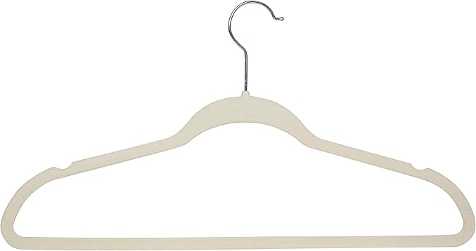 Simplify 10 Super Slim Velvet Huggable Hangers in Ivory - Image 2