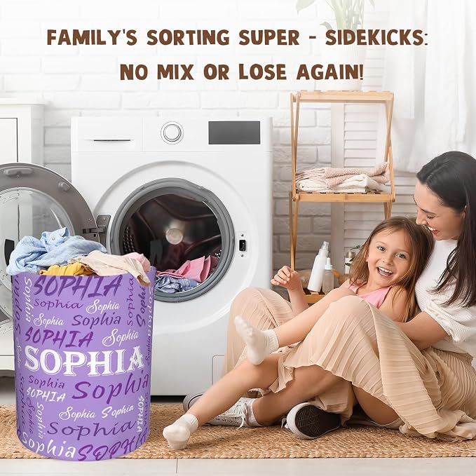 Custom Name Laundry Hamper, Personalized Laundry Basket with Name for Baby Boys Girls, Customized Collapsible Dirty Clothes Hamper Storage with Handles for Bedroom Bathroom Dorm Room Decor - Image 5