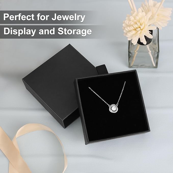 Jewelry Gift Boxes, 5 Pack 3.5×3.5x1Inch Cardboard Jewelry Boxes, Bulk Small Jewelry Boxes with Lids for Necklace Ring Earring Display Box (Black) - Image 4