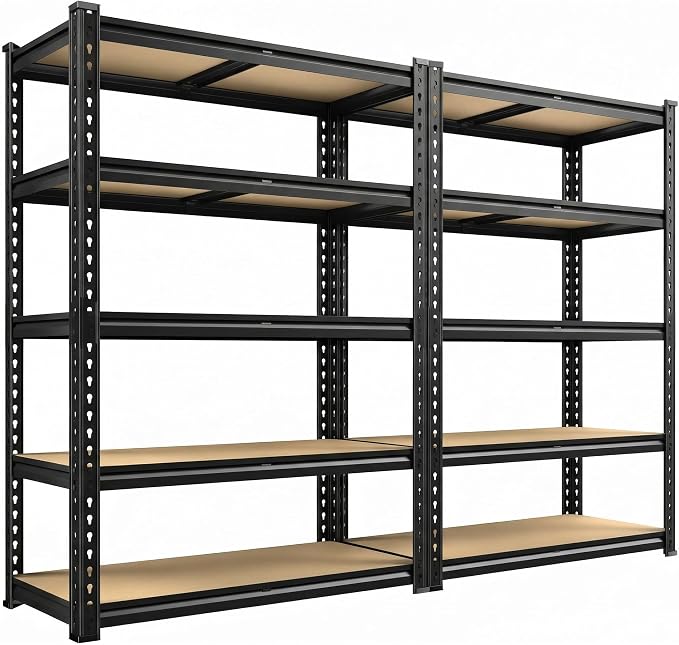 REIBII 2400LBS Garage Shelving Heavy Duty 5 Tier Storage Shelves Adjustable Garage Shelves, Utility Rack Shelf, Shelving Units for Storage Warehouse Pantry Closet, 35.5" W x 11.9" D x 72" H, 2 Pack by REIBII