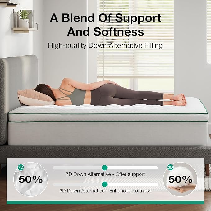 Novilla CL King Mattress Topper, Extra Thick Pillow Top Mattress Pad, Down Alternative Fill Breathable Cotton Cover, 8-21" Deep Pocket Soft Bed Topper for Back Pain Relief