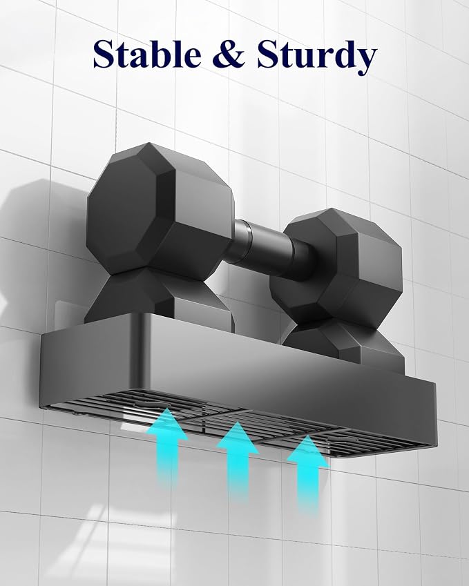 Kitsure Shower Caddy - 2 Pack Adhesive Shower Organizer, Rustproof Metal Shelves, No-Drill Bathroom Organizers and Storage, Dark Grey, XX-Large - Image 3
