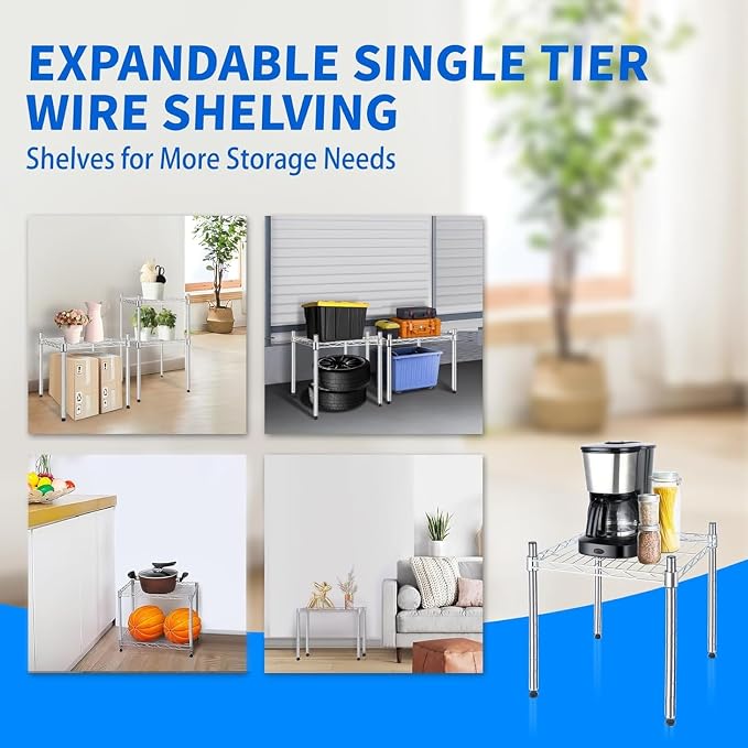 Simple Deluxe 1-Tier Shelving Unit, 15" W x 15" D x 13.8" H Wire Metal Storage Rack, Chrome - Image 4