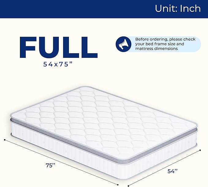 Neo Sleep Full Size Mattress, 12 Inch Hybrid Comfort & Supportive Mattress in a Box, Cooling Gel Memory Foam and Pocket Springs with Pressure Relief, CertiPUR-US Certified, Medium Firm
