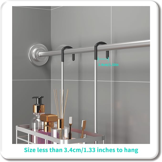 HapiRm Hanging Shower Caddy Organizer - No Drilling Shower Organizer with Inclined Shelf, Rustproof & Waterproof 304 Stainless Steel Bathroom Caddy - Silver - Image 5