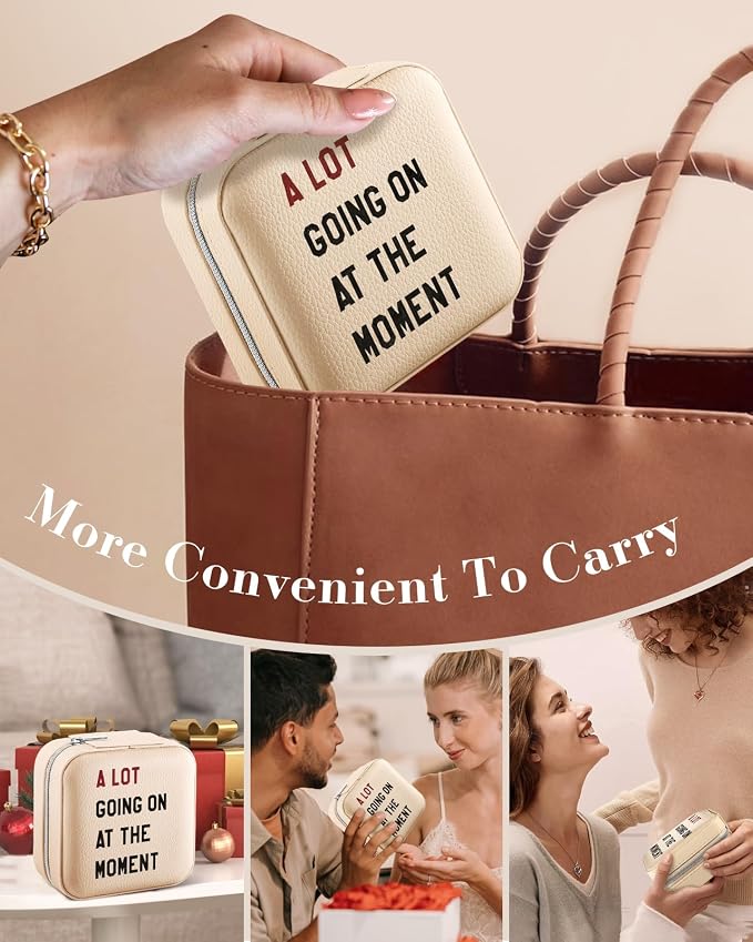Bistup Travel Jewelry Case - Small Jewelry Organizers and Storage Box for Women Girls Teens Cute Traveling Holder with Mirror, Little Tiny Compact Modern Unique Aesthetic Pretty, Quotes - Image 6