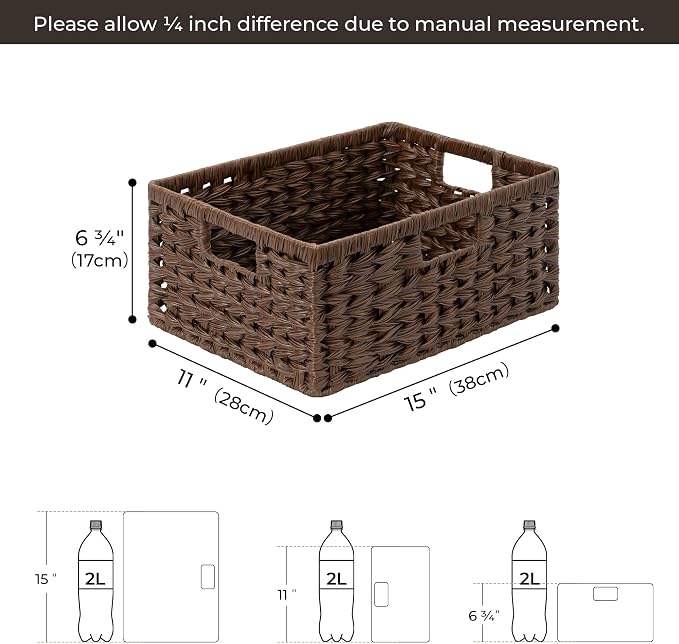 GRANNY SAYS Wicker Storage Baskets for Shelves, Waterproof Wicker Baskets for Organizing, Woven Basket for Shelves, Decorative Basket for Pantry, Brown - Image 2