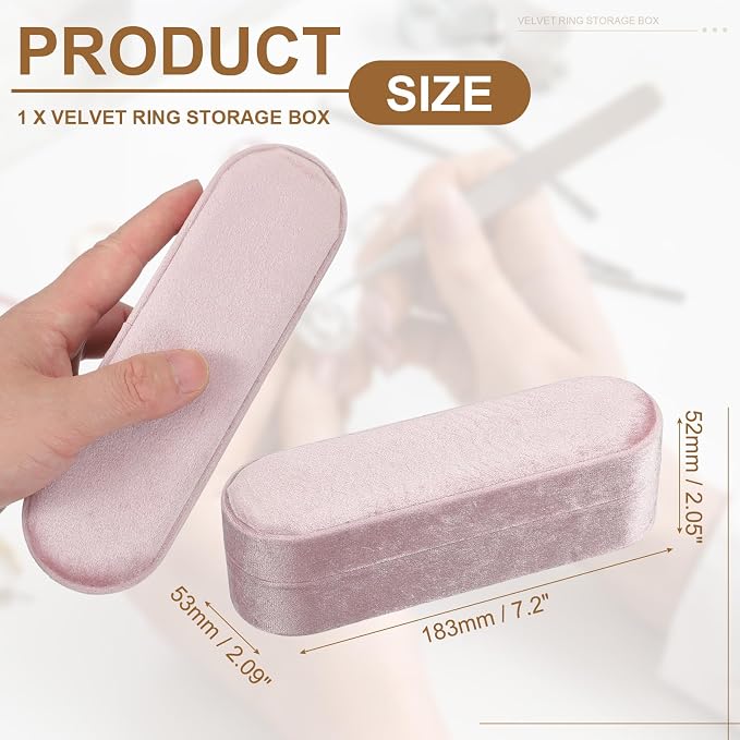 uxcell Velvet Ring Box, 11 Slots Travel Jewelry Case Ring Holder Organizer for Women Gift Proposal Christmas, Pink - Image 2