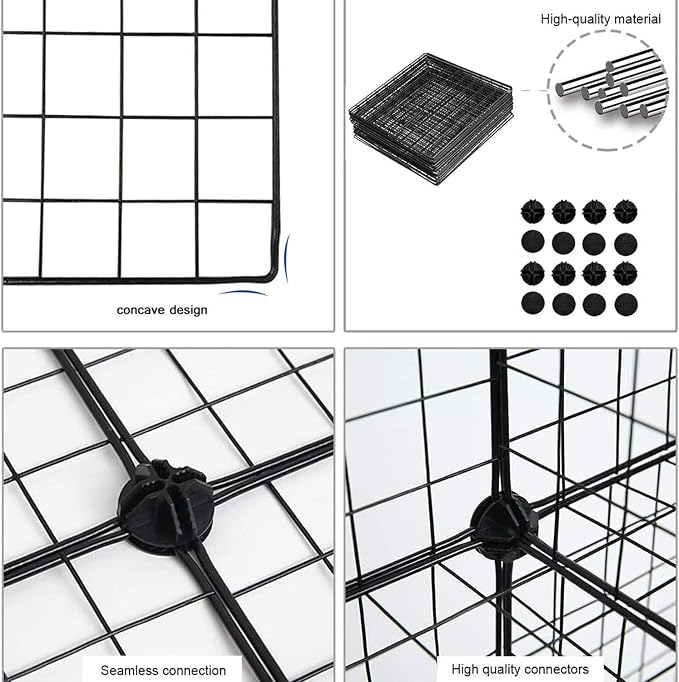 C&AHOME Wire Cube Storage, 12-Cube Storage Organizer Metal, C Grids Storage Bins Shelving, Modular Bookshelf Shelf, Closet Cabinet Ideal for Bedroom, Office 36.6”L x 12.4”W 48.4”H Black - Image 6