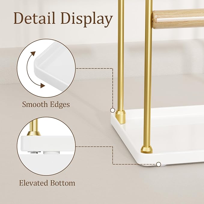 3 Tier Gold Jewelry Stand, Necklace Organizer, Earring Holder with 44 Holes and 9 Hooks, for Necklaces, Bracelets, Rings - Image 7