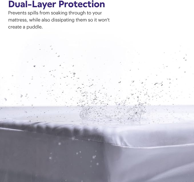 Purple Mattress Protector - Queen Size, 13" Deep, Five-Sided Dual Defense, Stain-Resistant & Machine-Washable, Protects Against Kids, Pets, Food & More