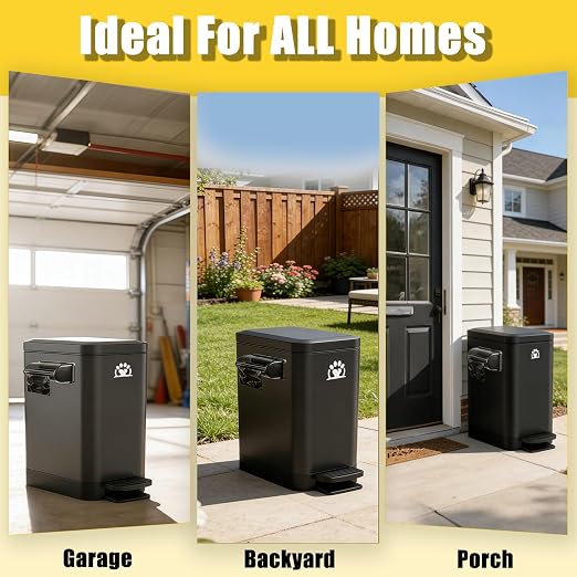 Dog Poop Trash Can Outside,3Gal Metal Outdoor Trash Can,Outdoor Dog Poop Trash Can with Lid for Odor Control,Waterproof Dog Waste Trash Can - Includes Poop Scooper for Dogs & Bin Bag Holder (Black) - Image 5