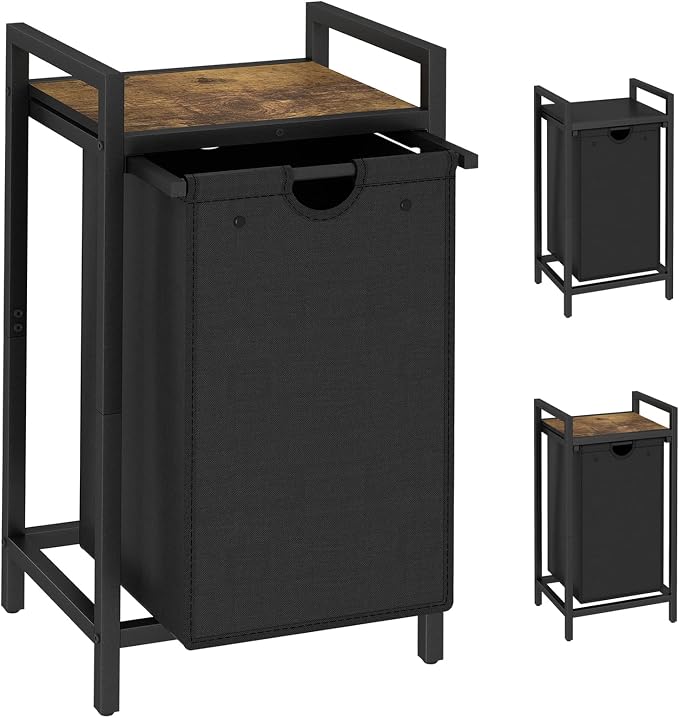 LAATOOREE Laundry Hamper, Two-Color Laundry Basket with Removable Laundry Bag and Top Shelf, Clothes Hamper for Samll Space,Laundry Room, Bedroom, Bathroom by LAATOOREE