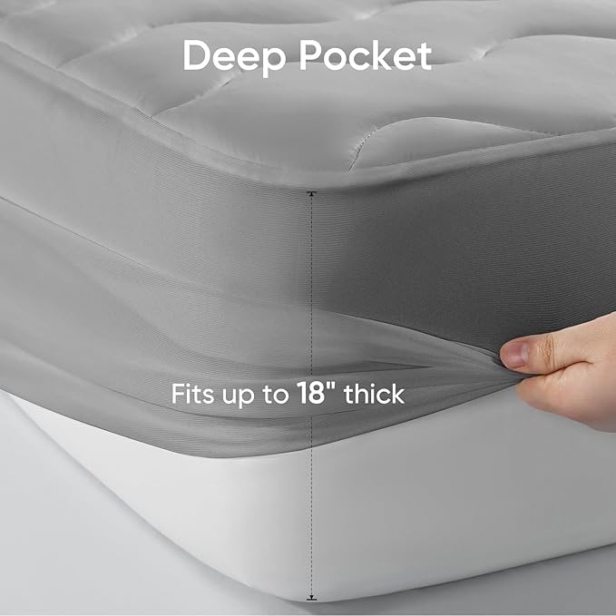 Elegear King Cooling Mattress Pad for Hot Sleepers, Waterproof Cold Mattress Topper with TriSupport 3D Tech Balanced Support & Enhanced Breathability, Soft Fluffy Bed Protector Deep Pocket Up to 16"
