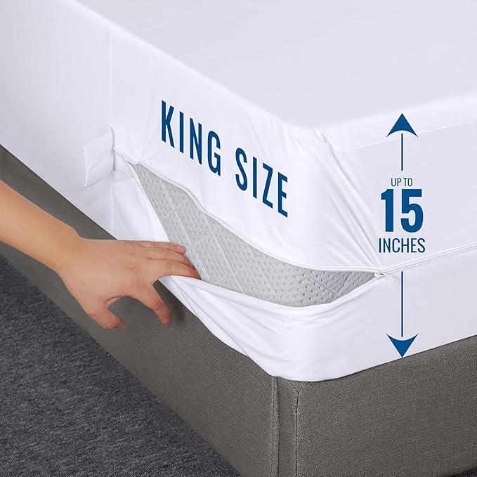 Utopia Bedding Mattress Protector Zippered King Size (Pack of 2), 100% Waterproof Bed Bug and Dust Mite Proof Mattress Encasement, Absorbent 6 Sided Mattress Cover