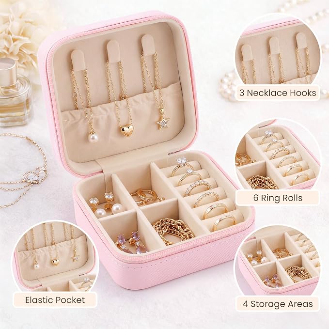 Easytle 24 Pcs Travel Jewelry Box Exquisite Travel Jewelry Case Portable Jewellery Storage Holder Organizer Box Small Jewelry Organizer for Rings Earrings Necklaces Pendants Bracelets Watches - Image 4