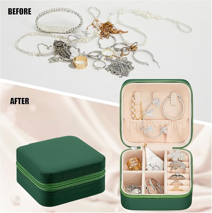 Taiyin Travel Jewelry Case, Bridesmaid Gifts Mini Jewelry Organizer, PU Leather Portable Earring Box for Women Girls - Image 4