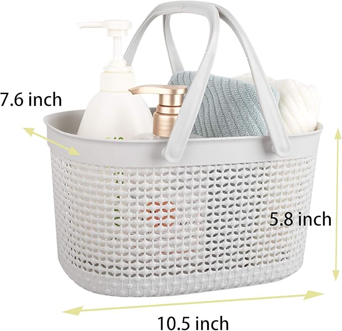 rejomiik Portable Shower Caddy Basket, Plastic Organizer Storage Tote with Handles for Bathroom, College Dorm, Kitchen, Grey - Image 4