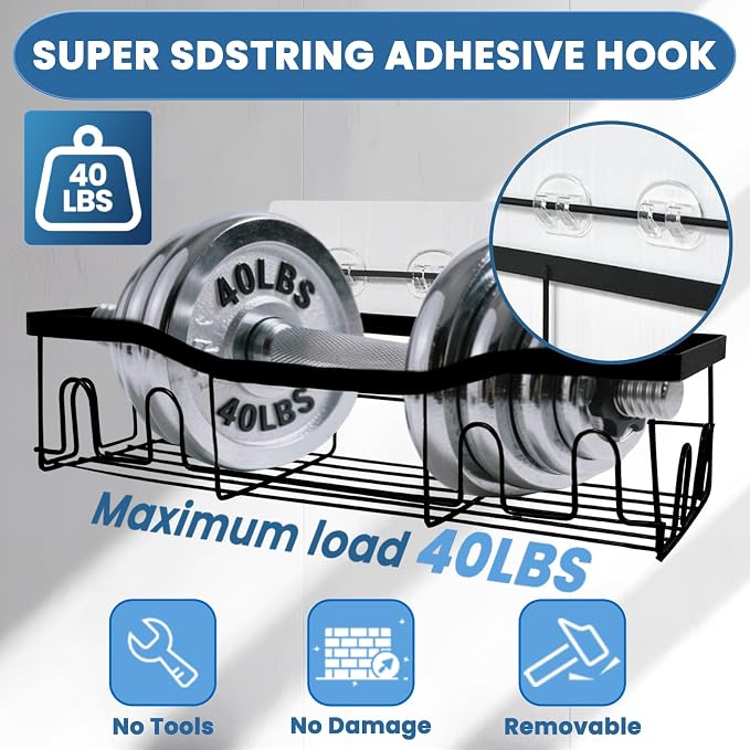 6 Pack Shower Caddy Adhesive Replacement, Shower Shelf Strong Adhesive Hooks, No Drilling, Transparent WaterProof Strips for Bathroom Shelves and Soap Holder - Image 2