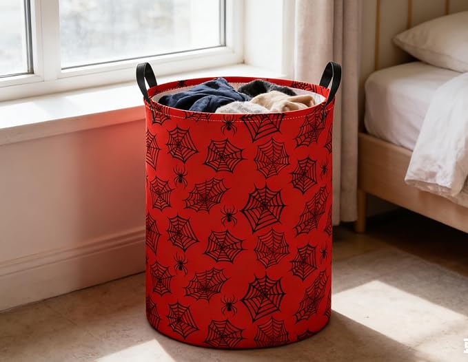 Kids Laundry Basket Spider Hamper for Nursery Boys Hamper Cute Kids Storage Bin Organizer Room Decor for Home(Red spider) - Image 5
