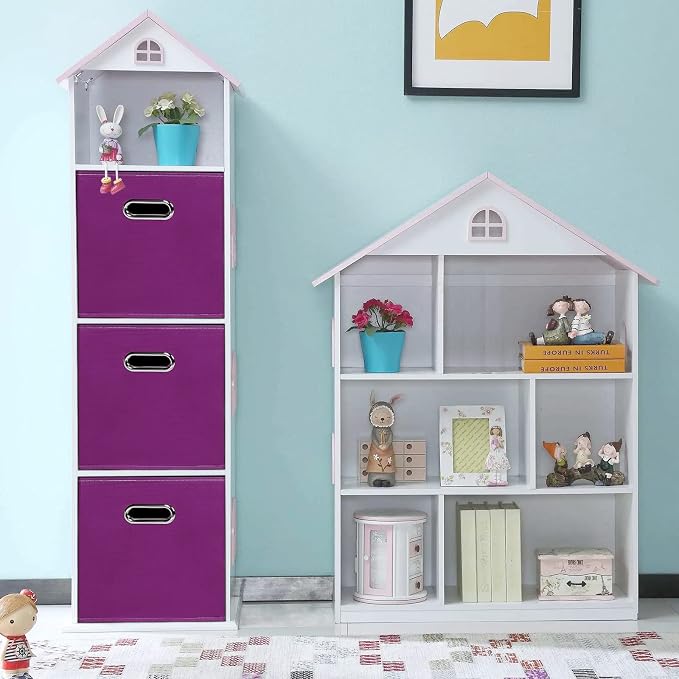 Fabric storage bins Cubes, Fabric Cube Organizer with Handle, Foldable Cube Bins for Cloth or Accessary Storage, 11x11x11, Set of 8, (Purple) - Image 5