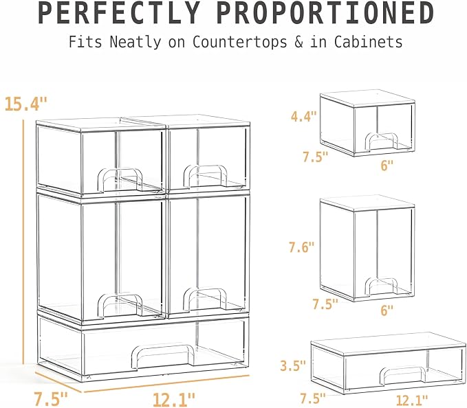 Baby Bottle Organizer, Large Capacity Stackable Acrylic Storage with Non-Slip Pads, for Baby Bottles, Pump Parts, Kitchen Countertop, Pantry, Vanity, 5-Piece - Image 2