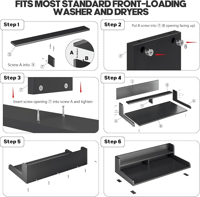 2-Tier Washer Dryer Countertop with 2.75"H Edge Rails, 54" W x 27.55" D Laundry Countertop for Folding Clothes, Washer and Dryer Topper with Non-Slip Pad (Pure Wood Color) - Image 8