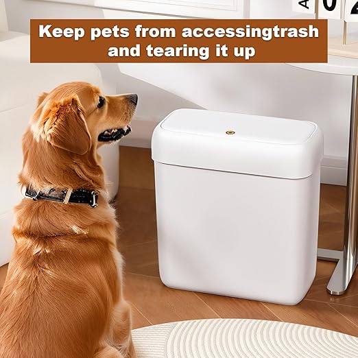 funest 2 Pack Bathroom Trash Can with Lid, 3 Gal/12 L & 2.7 Gal/10L Garbage Can with Pop-Up Lid, Small Spaces Plastic Trash Can, Slim Trash Bin Waste Basket for Bathroom,Rv, Office, White - Image 3