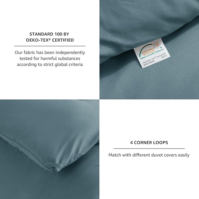 CozyLux Queen Comforter Set Mineral Blue, 3 Pieces Solid Comforters Queen Size Breathable Bedding Sets, Luxury Soft Lightweight Bed Set with Down Alternative Comforter and 2 Pillowcases All Seasons