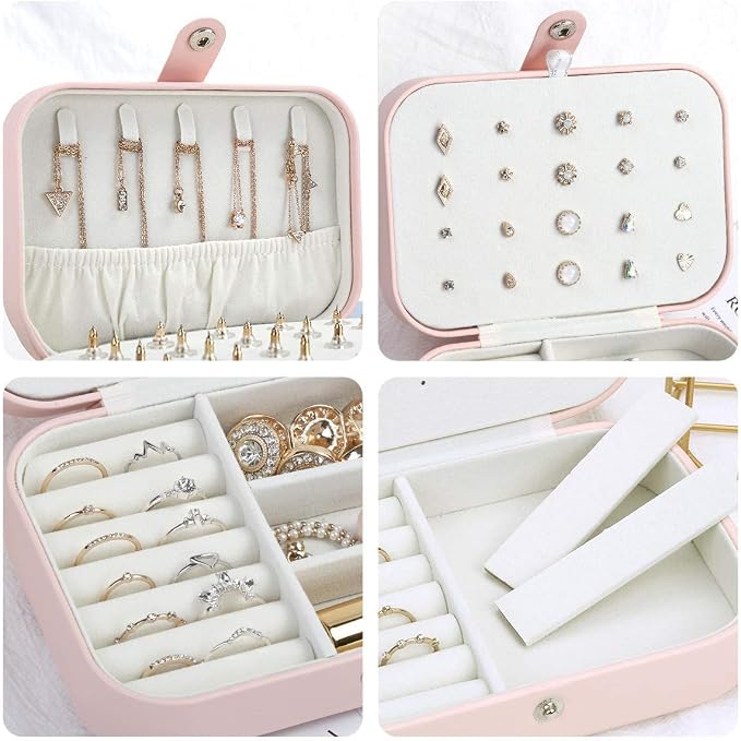 CASEGRACE Jewelry Box For Women Travel Jewelry Organizer Double Layer for Necklace Earring Rings Jewelry Holder Case - Image 5