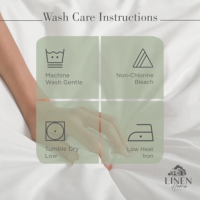Linen Home 100% Cotton Percale Sheets Full Size, Oil Green – Crisp & Cool, Breathable, Long-Staple Combed Cotton, 16" Deep Pocket, 4 Pieces: 1 Flat, 1 Fitted Sheet & 2 Pillowcases