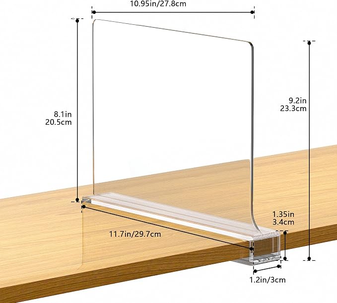 Aolloa 6 PCS Shelf Dividers for Closet Organization Acrylic Clear Closet Shelf Divider for Wooden Shelving Suitable for Wooden or Vertical Shelves Or Bedroom, Kitchen and Office - Image 2