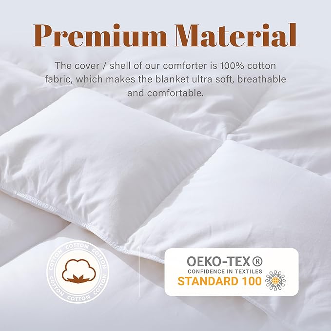 Cosybay Heavyweight California King Size Feather Down Fiber Comforter - Fluffy White Thicker Winter Duvet Insert, Ultra Soft 100% Cotton Cover, Luxury Hotel Bedding with Corner Tabs, 104"x96"