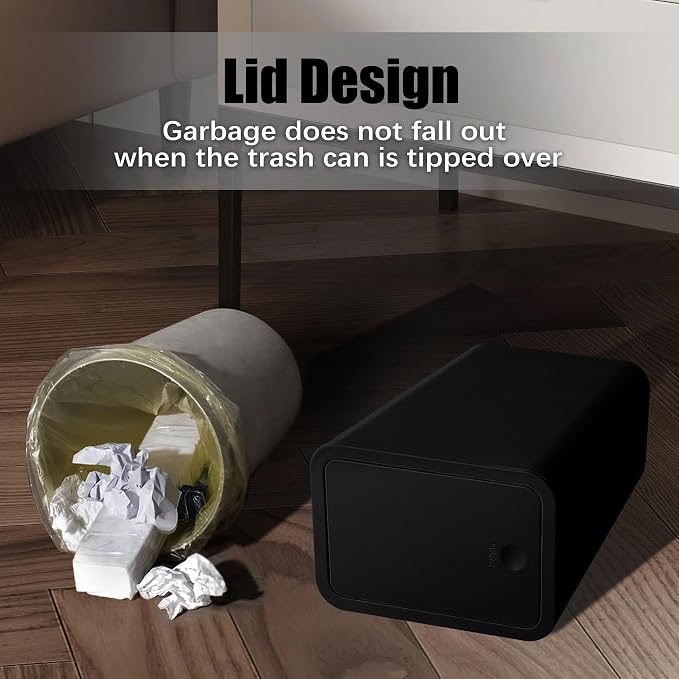 TIPGO Bathroom Trash Can with Lid, 10 Liter/ 2.6 Gallon Slim Garbage Can, Small Trash Bin Waste Basket with Pop-Up Lid for Kitchen, Bedroom, Living Room, Office (Black) - Image 7