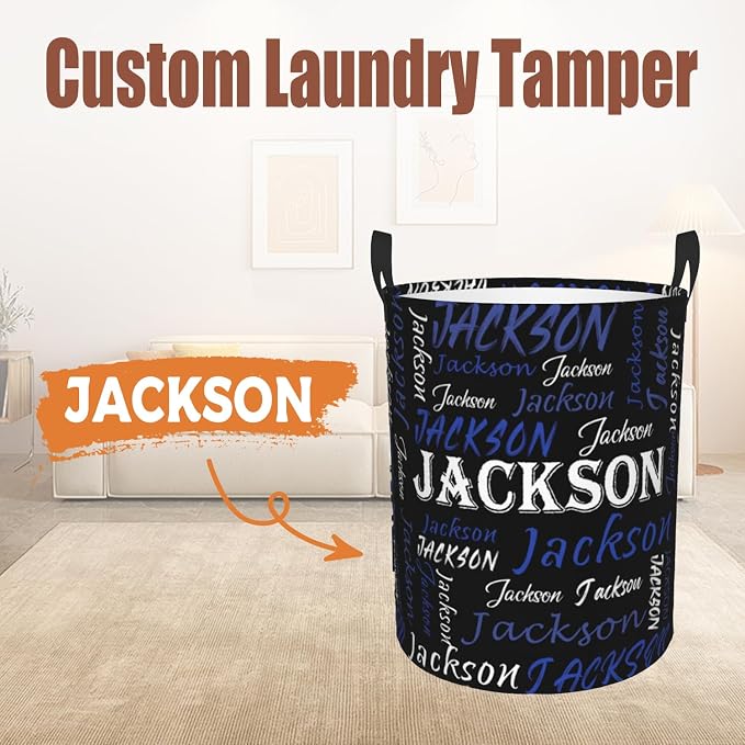 Custom Name Laundry Hamper, Personalized Laundry Basket with Name for Baby Boys Girls, Customized Collapsible Dirty Clothes Hamper Storage with Handles for Bedroom Bathroom Dorm Room Decor - Image 2