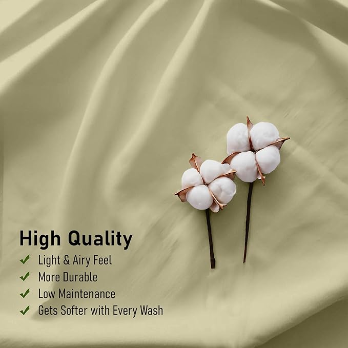 RUVANTI 100% Cotton Sheets – Queen Size Percale Bedding, Cooling & Breathable, Durable with a Crisp, Soft & Comfortable Feel, 16" Deep Pocket, 4-Piece Set, Sage Green