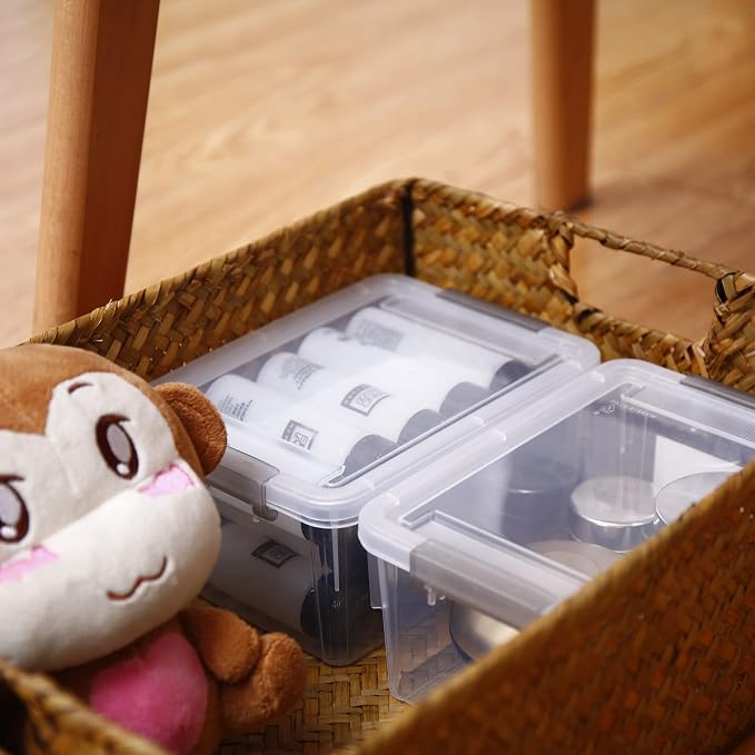 Citylife 1.3 QT 6 Pack Small Storage Bins Plastic Storage Container Stackable Box with Lids for Organizing, Clear White - Image 5