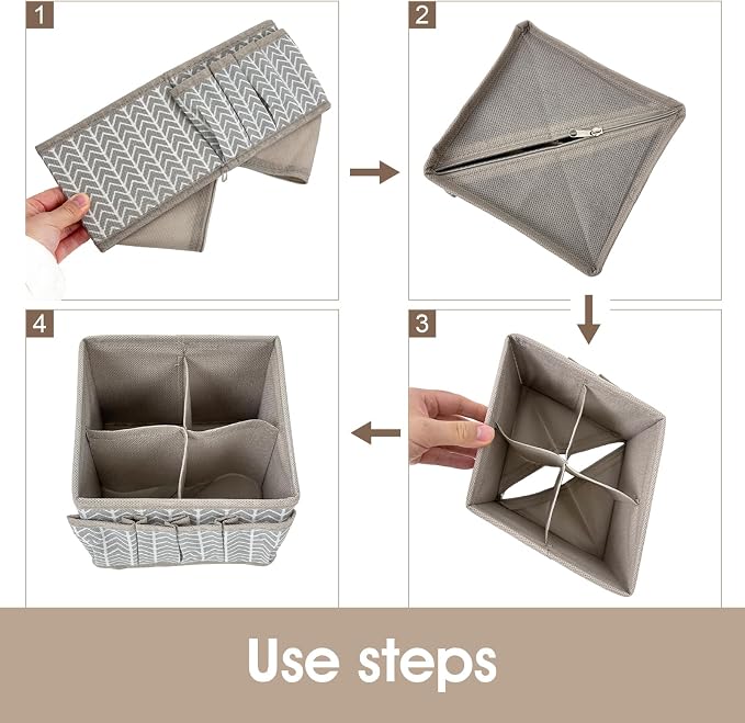 VERONLY Cosmetic Storage Bins Makeup Organizer, Adjustable Multifunction Storage Box Desk Drawer Divider for Makeup Brushes, Bathroom Countertop or Dresser, Set of 4 (Grey) - Image 7
