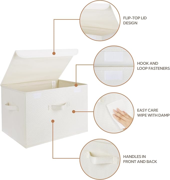 GRANNY SAYS Storage Boxes with Lids, Large Storage Bins with Lids, Decorative Box, Shelves Baskets, Clothes Storage and Organization, 2-Pack - Image 4