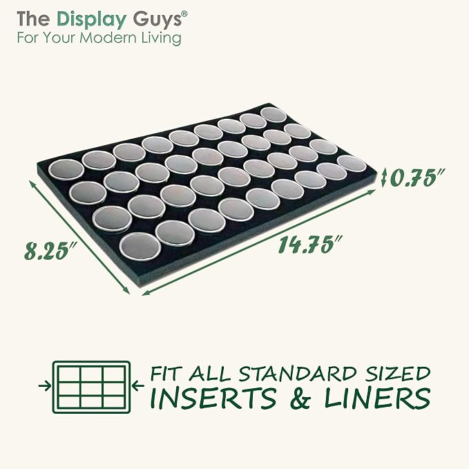 TheDisplayGuys For Your Modern Living 2-Pack 36-Jars Velvet Foam Padding Jewelry Container Inserts - Tray/Case Liners - Medium Gem, Beads, Collectibles Storage Box (Black) by The Display Guys - Image 2