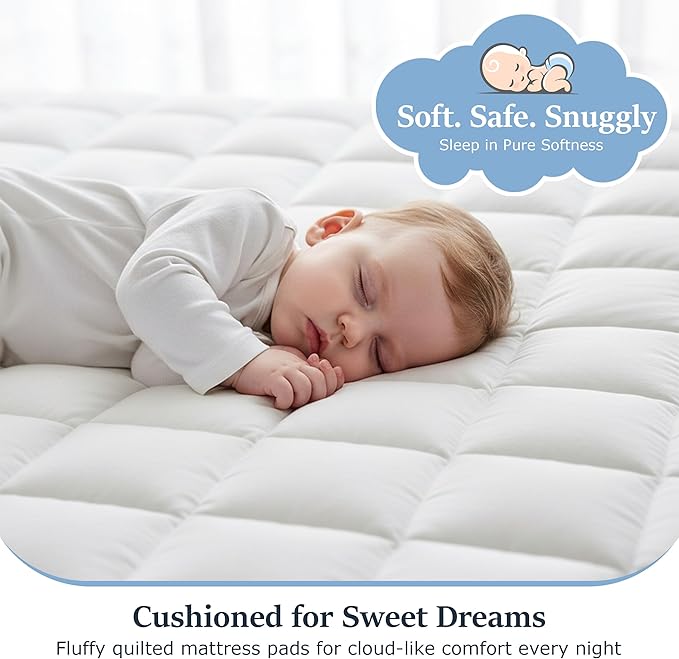 LUX Décor Full Size Mattress Pad - Quilted Elastic Fitted Mattress Cover Protector Upto 16 Inches Deep Pocket - Soft Breathable Noiseless Mattress Topper (54 X 75)