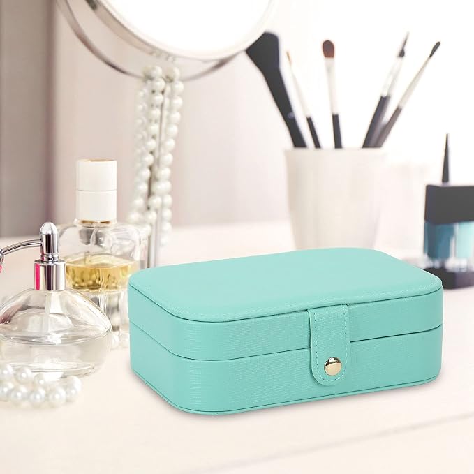 FEISCON Jewelry Box, Travel Jewelry Organizer Case Small Jewelry Storage and Organizers Craft Containers Travel Mini Organizer/GREEN - Image 2