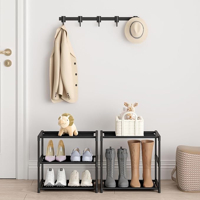 Autonomier 3 Tier Extra Small Shoe Rack (16.3" Wide), Narrow Stackable Shoe Shelf for Kids Toddler Adult, Ultra-Lightweight Shoe Rack Stand for Closet Dorm Bedroom Storage Organizer, Entryway - Image 2