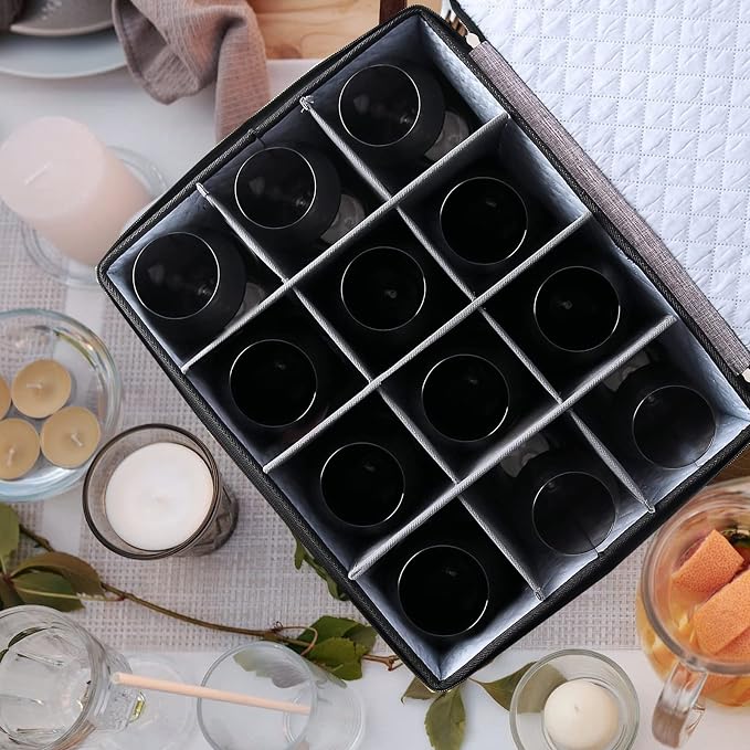 2PACK Quilted Wine Glass Storage Box,China Storage Containers hard shell,Moving Boxes,Storage Containers for Organizing,Stackable Stemware Storage Cases,Moving Supplies - Image 6