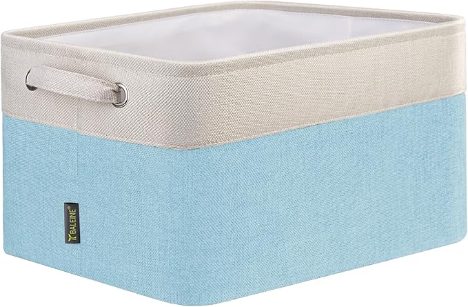 BALEINE 1 Pack Fabric Closet Storage Bins for Shelves, Linen Closet Organizers and Storage, Decorative Baskets for Organizing, Shelf, Clothes, Home, Office (Skyblue, 15''x11''x9.5'') by BALEINE