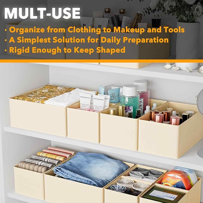 SpaceAid Drawer Organizer for Clothes, 18 Pack Dresser Drawer Organizer Bins, Closet Organizers and Storage Dividers for Clothing, Underwears, Socks (Beige) - Image 4