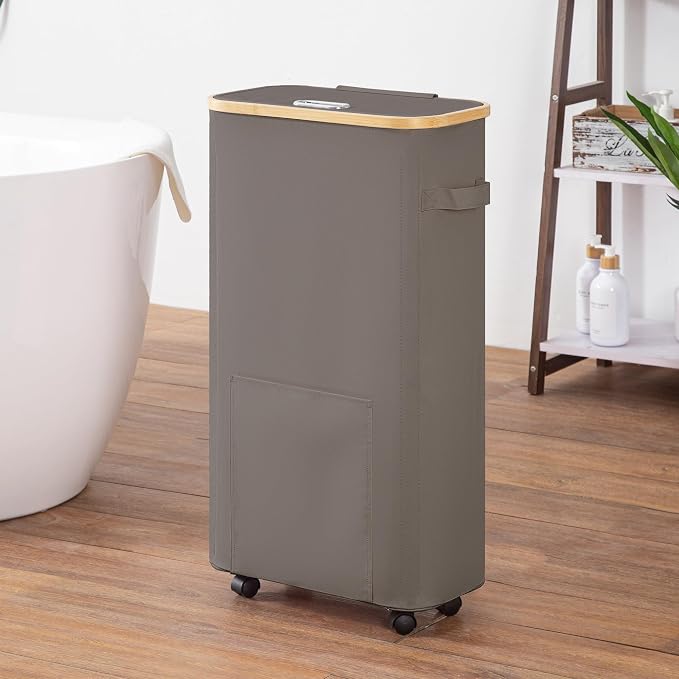 Vincona Laundry Basket with Wheels, Tall Dirty Clothes Hamper on Wheels, Rolling Laundry Hamper with lid for Dorm, Bedroom and Bathroom - Image 5