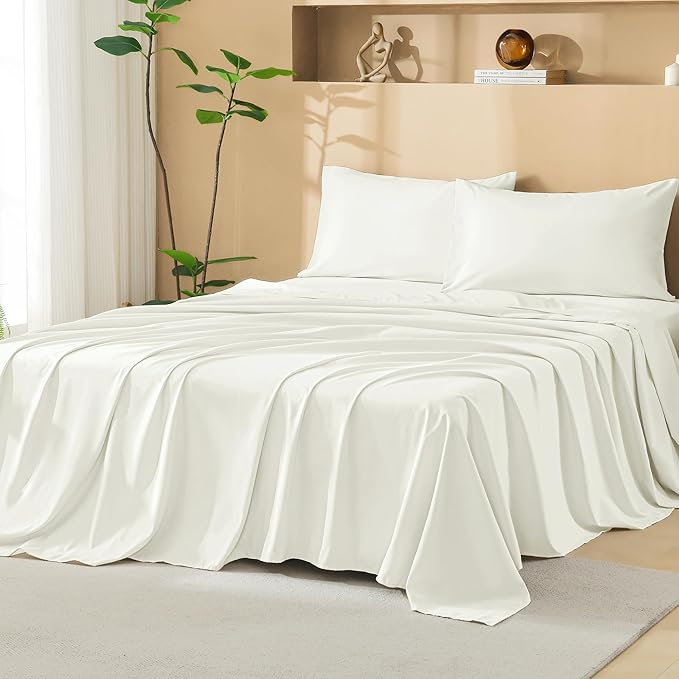 Litanika Ivory Queen Size Comforter Set with Sheets - 7 Pieces Bed in a Bag Queen Boho Tufted Complete Bedding Sets with Comforter, Sheets, Pillowcases & Shams